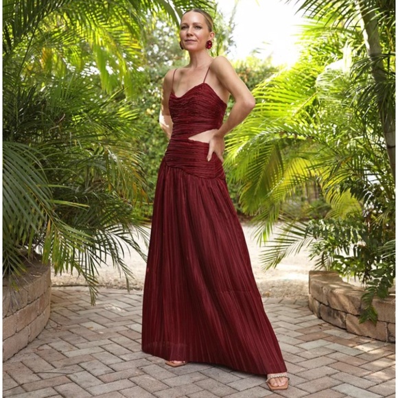 NEW Aje Laurier Wave Maxi Dress Burgundy 6 US - Picture 3 of 17
